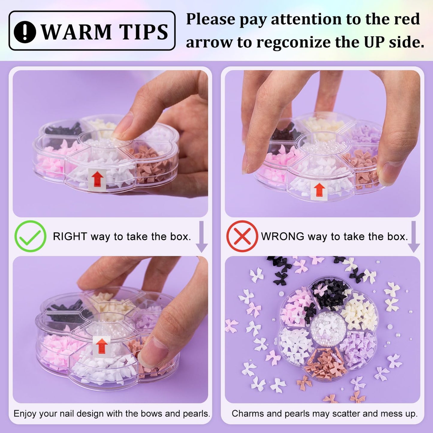 120 Pcs 3D Nail Bow Charms + 2-4mm Nail Pearls Set 9, Pink White Lilac Bow Nail Charms and White Flatback Pearls with Nail Charm Glue Gel(UV Needed) and Pickup Tools for Nail Art Decoration