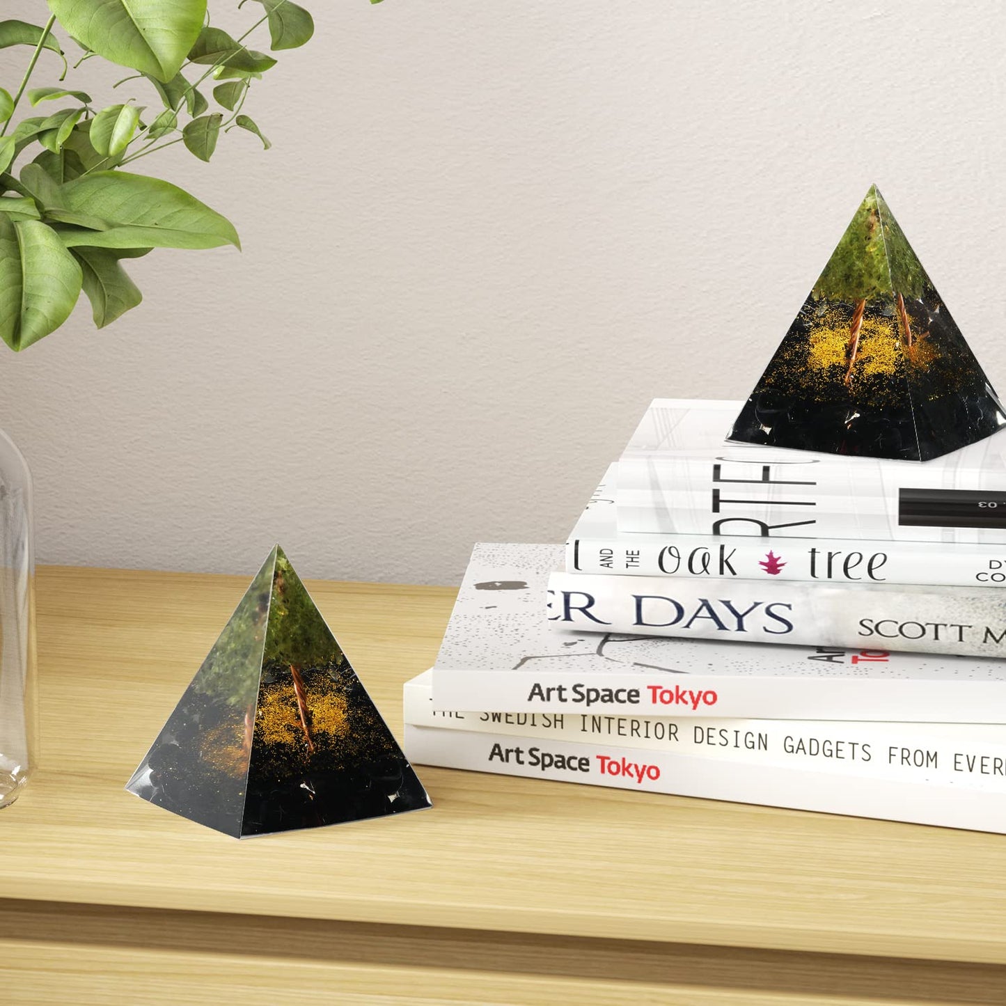 EternalOrgone Tree of Life Orgone Pyramid for Positive Energy, Orgonite Peridot&Obsidian Healing Crystal Pyramids for Reduce Stress Chakra Reiki Healing Meditation Attracts Lucky and Success