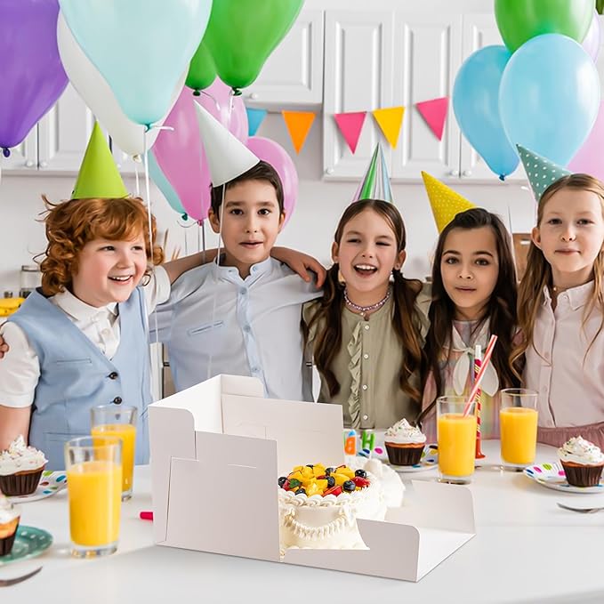 10 Pack Cake Boxes 8 Inch, 8x8x8 Inches Tall Cake Large Box, Disposable Cakes Transport Containers with Lids, Bakery Boxes with Large Window, for Cookies Pies Cupcakes Pastry-Wedding, Birthday, Party