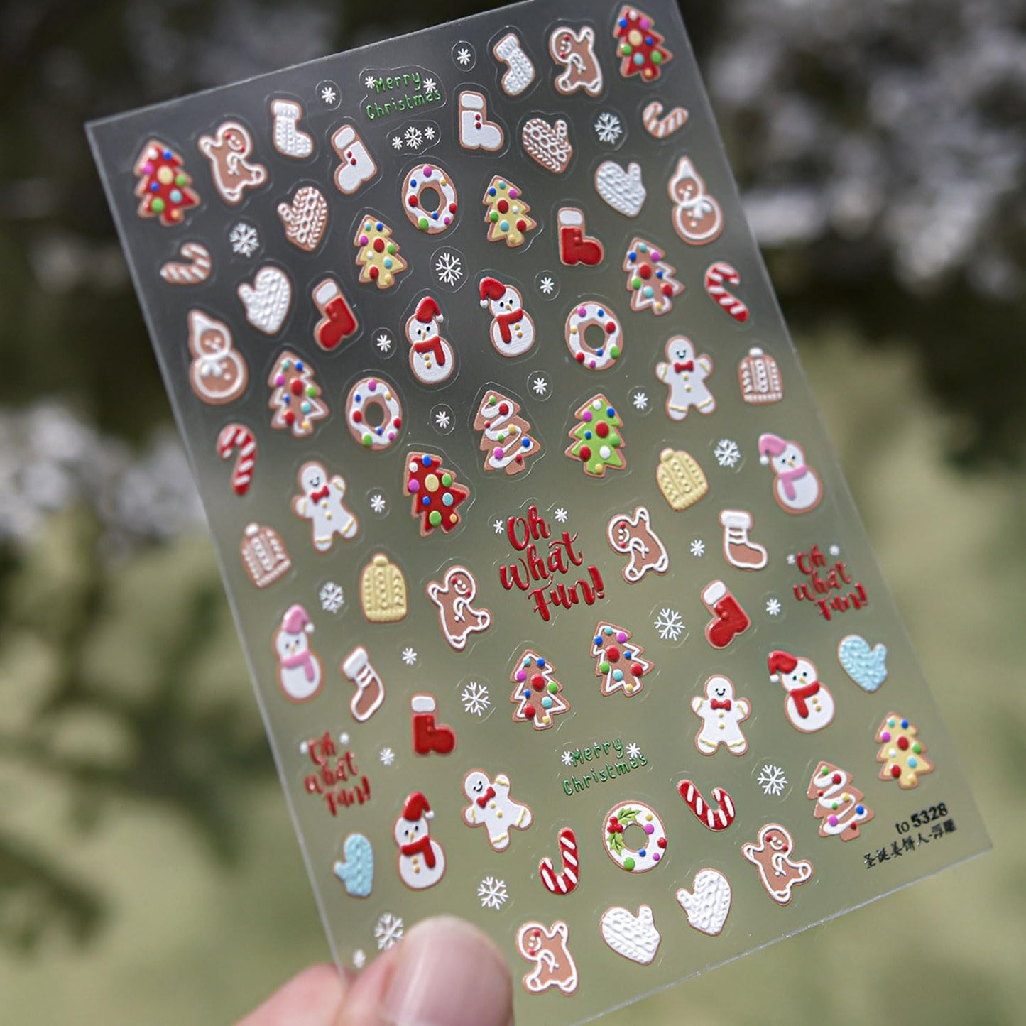 Christmas Nail Stickers for Nails Art - Cute Gingerbread Man Nail Decals Snowflake Snowman for Nails Winter Xmas Tree Nail Design Adhesive Sticker Sliders for Women Nail Art Decorations