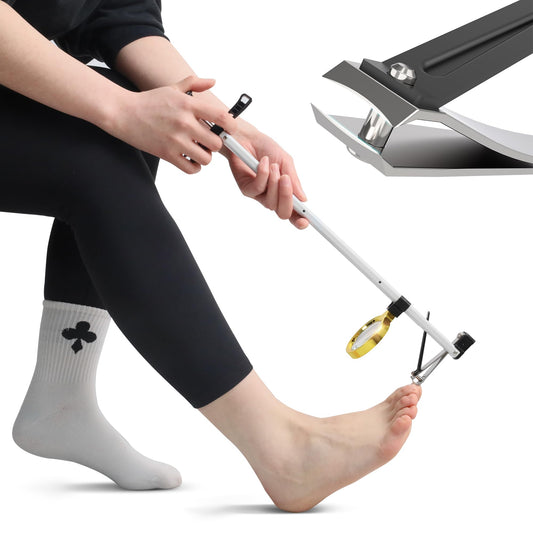 Long Handled Toenail Clippers Wide Jaw Opening, Free Bending, for Thick Nails, for The Seniors, Overweight, Disabled with Arthritis, Easy Reach Pedicure Auxiliary Tools (17" with Magnifier)