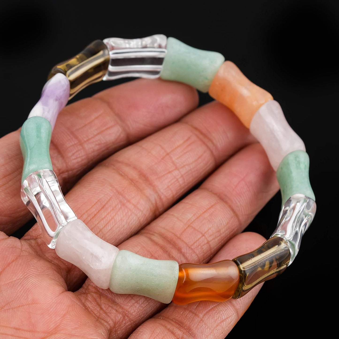 ColouredRocks 7 Chakra Elastic Stretchable Bracelet, Gemstone Crystals Beads, Trendy, Daily Wear Women Jewelry, Best Gift, (Free Size)