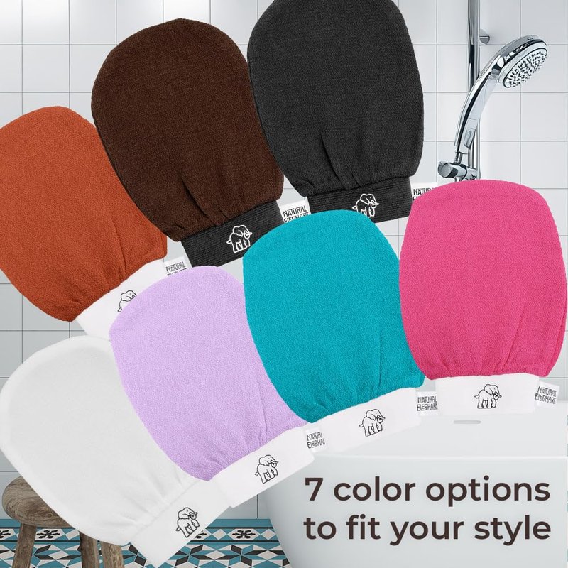 Natural Elephant Exfoliating Hammam Glove - Face and Body Exfoliator Mitt (Pure Black (Pack of 5))