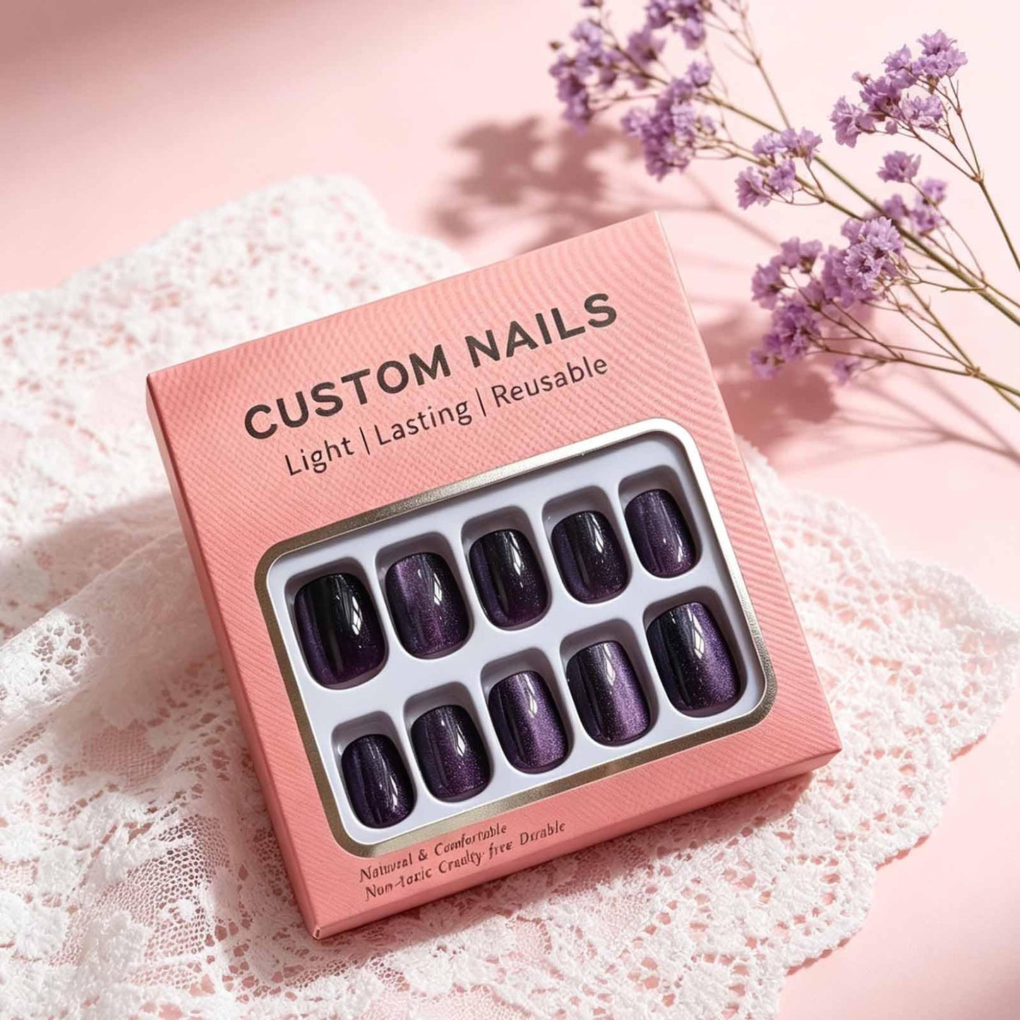 Hkanlre Short Press-On Nails Square Fake Nails Jelly Acrylic Fake Nail Finish Salon-Quality Holiday Nails 30 Nail Kit for Women