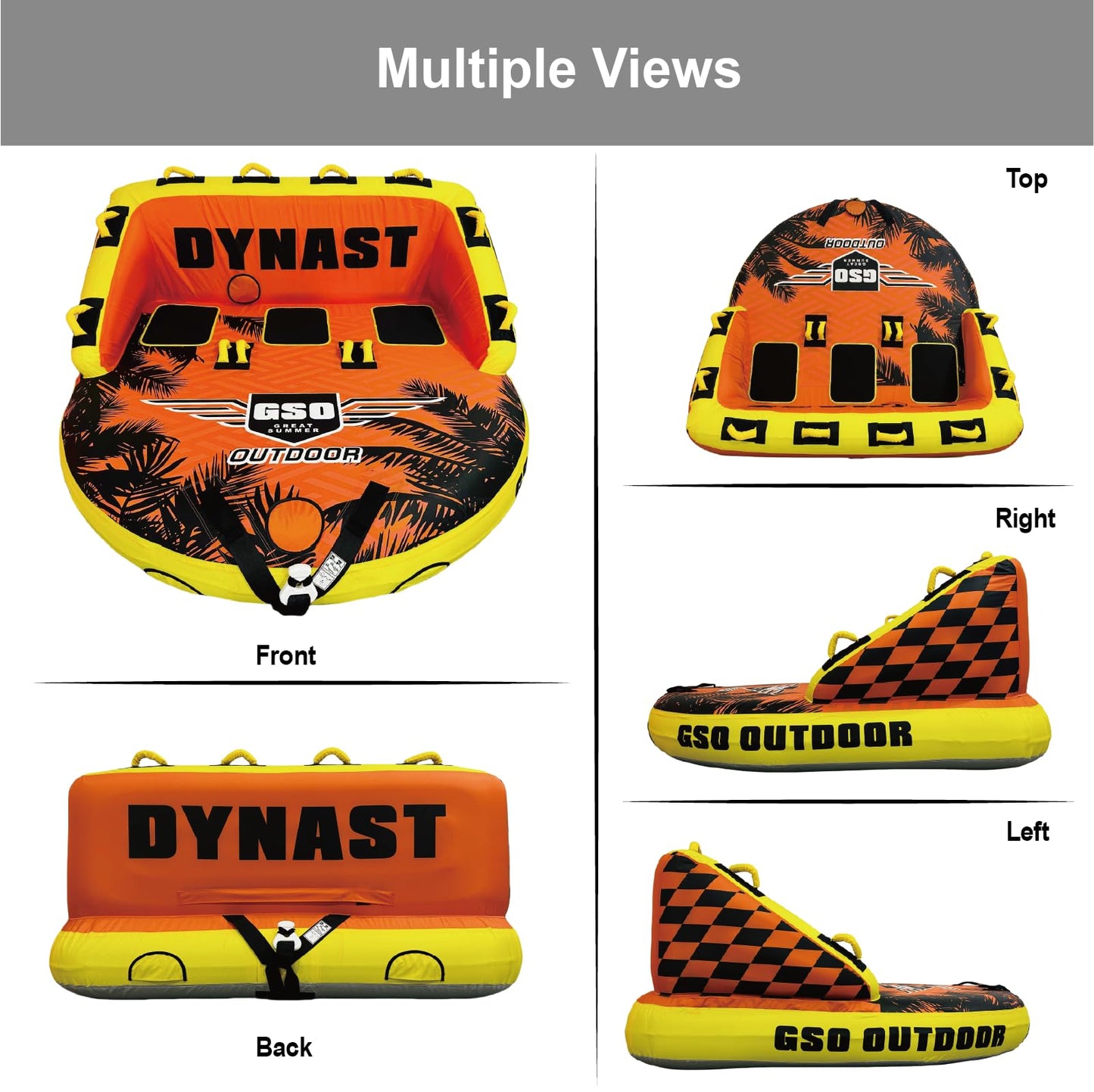 GSO Dynast 3 Person Inflatable Towable Tube for Boating