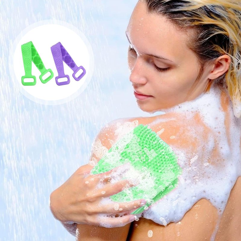 MAYWILLA Silicone Body Scrubber for Shower,Silicone Back Body Scrubber with Handle,27.5 Inch Exfoliating Deep Clean Bath Body Brush Scrubber for Men and Women-2 PCS