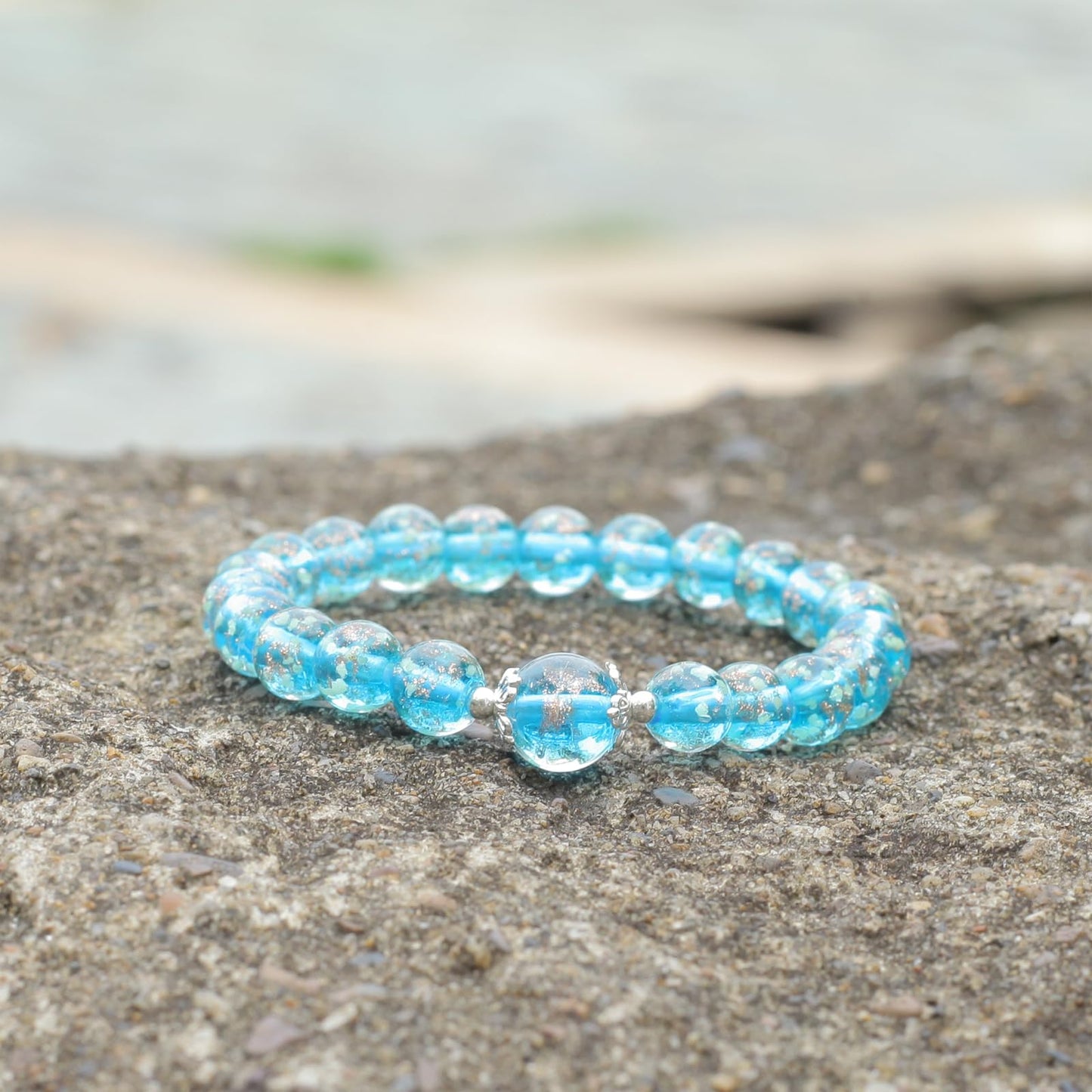 AROUROUA Glass Beaded Bracelet Glowing Bracelet Luminous Bracelets for Women Glass Mermaid Bracelet Bangles Anti Anxeity Healing Energy