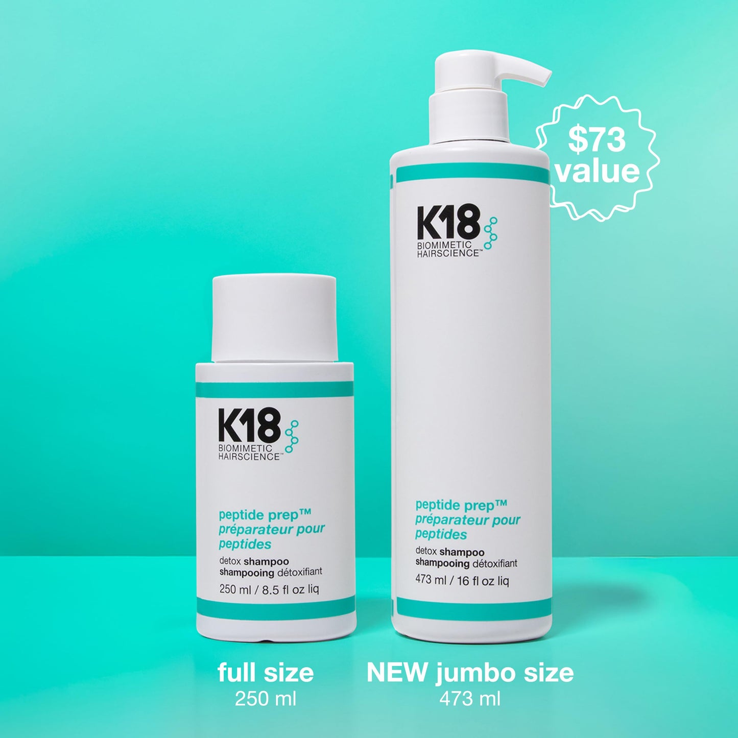 K18 PEPTIDE PREP™ Color-Safe Detox Clarifying Shampoo, Non-Stripping, pH-Optimized Cleanse, Removes Product Buildup, Dirt, Oils & Metals, 16 Fl Oz