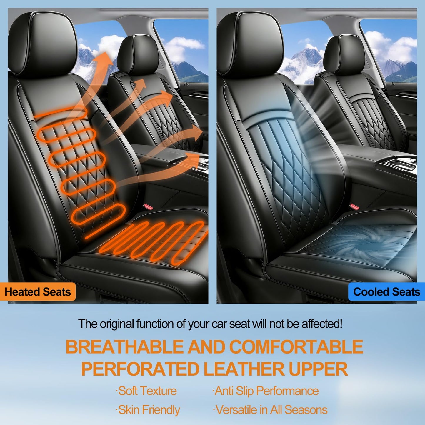 Banklif Durango Seat Covers Custom Fit for Dodge Durango 2007-2025 (Only 5-Seat Version) - Full Set Premium Leather, Waterproof, All-Weather, Airbag Compatible, Anti-Slip, Car Seat Protectors (Black