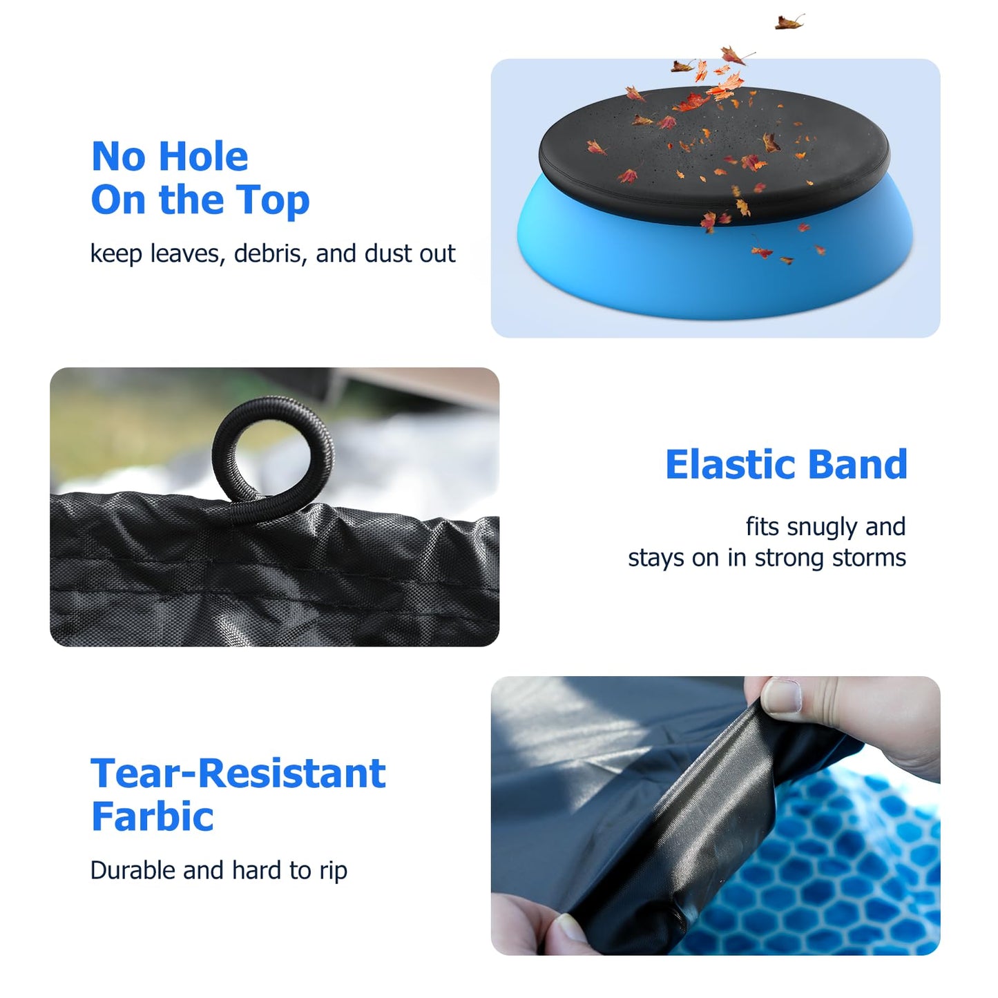 10 ft Round Pool Cover, Compatible with Intex/Bestway Outdoor Round Inflatable Above Ground Swimming Pool, Elastic Bands for Easy Installation, No Drain Holes, Prevent Leaves, Debris and Dust