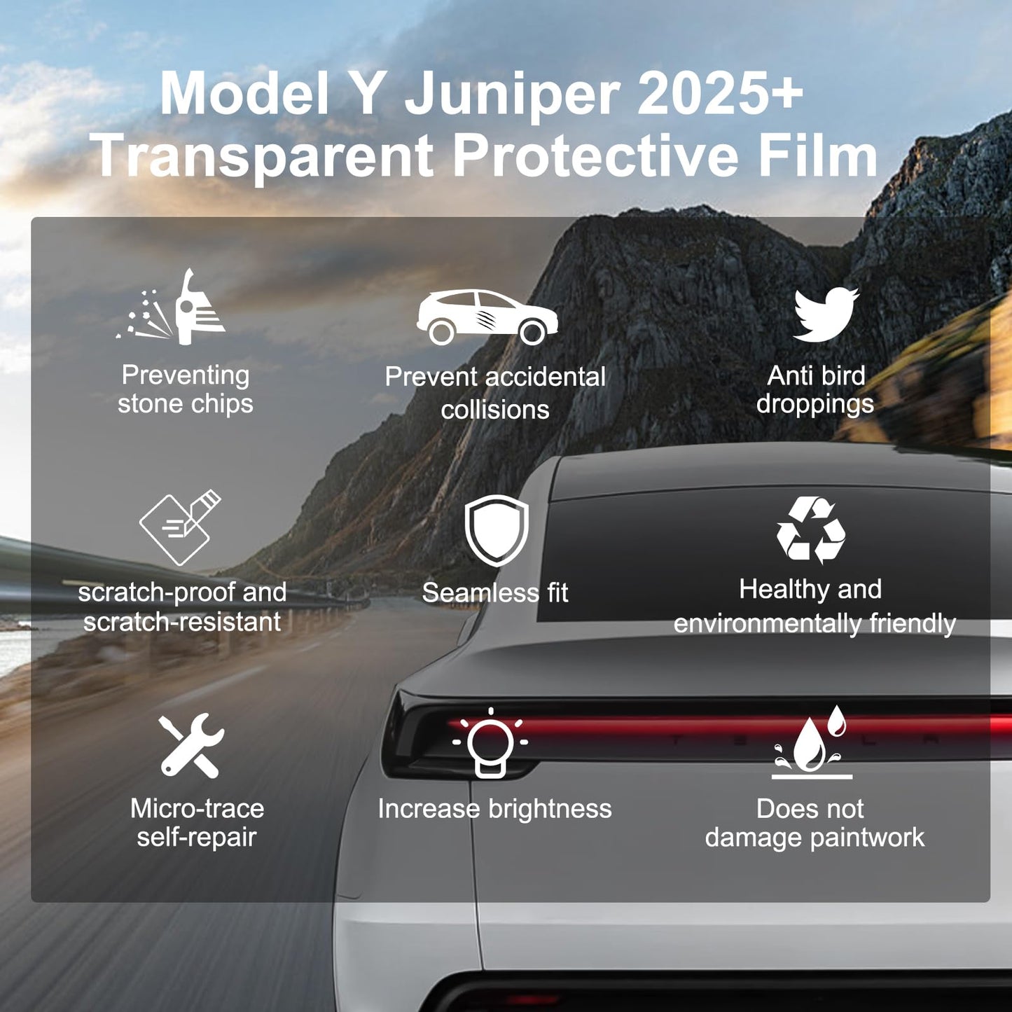 Tesla Model Y Juniper 2026 2025 Full Coverage Paint Protection Film Kit, Pre-Cut Scratch-Resistant Shield PPF Kit, Juniper Accessories 2025 Scratch Protector Exterior Sun Protection