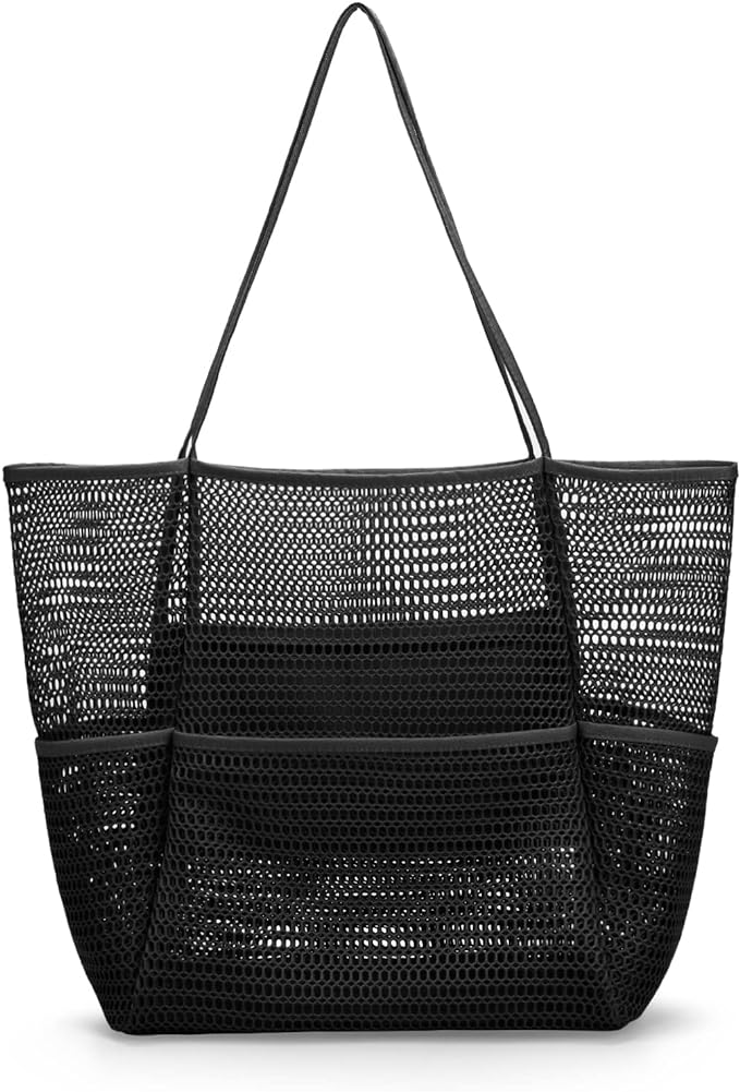 Tainehs Beach Mesh Tote Bag for Women, Large Travel & Pool Bag, Lightweight Vacation Cruise Tote (Inside Out â Flip to Use)