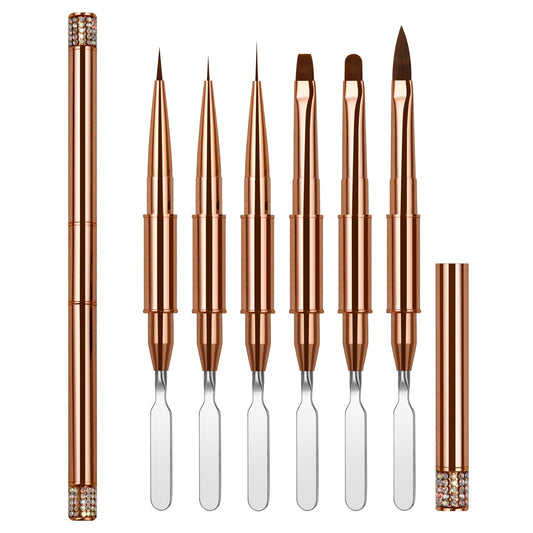 6Pcs Nail Art Brushes Metal Handle Professional Gel Polish Art Nail 3D Art Nail Dotting Brush Pen for Manicure DIY Home SalonNails Detail Paint Brushes Miniature Paint Brushes Fine Detailing Set