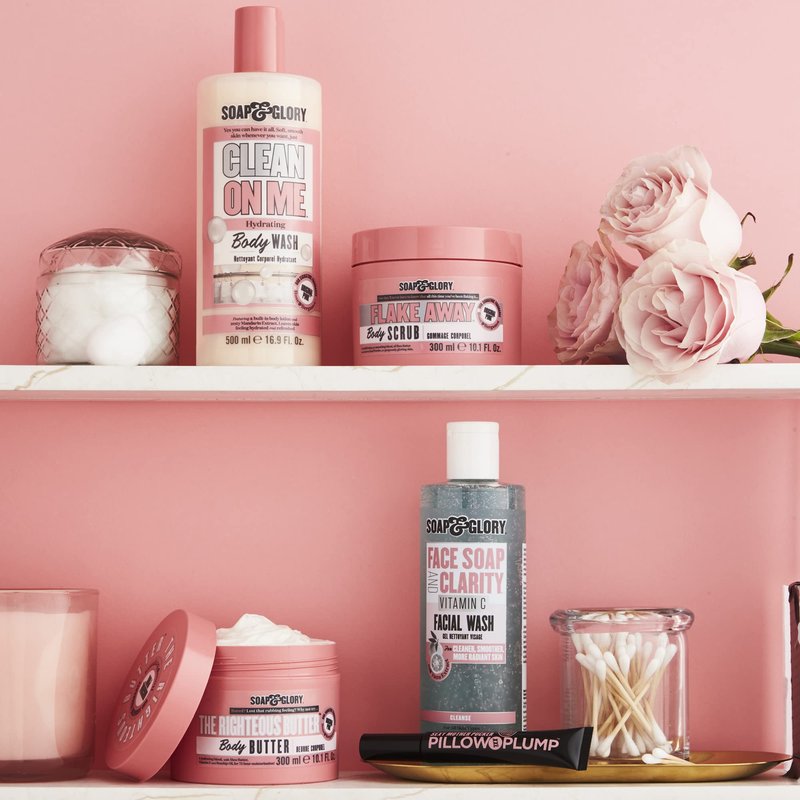 Soap & Glory Face Wash with Vitamin C - 3 in 1 Brightening Facial Cleanser, Makeup Remover & Face Exfoliator - Deeply Cleanses, Purifies & Hydrates for Radiant, Smooth Skin (11.8 fl oz)