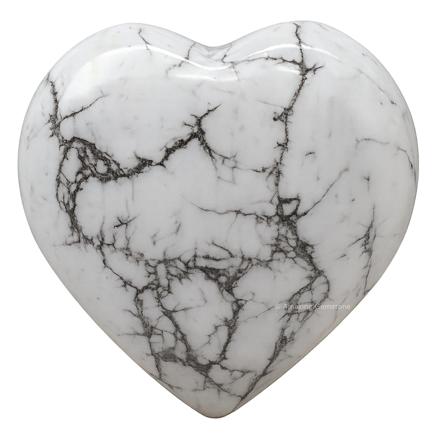 Howlite Crystal Heart Palm Stone - Pocket Massage Worry Stone for Natural Body Chakra Balancing, Reiki Healing and Crystal Grid
