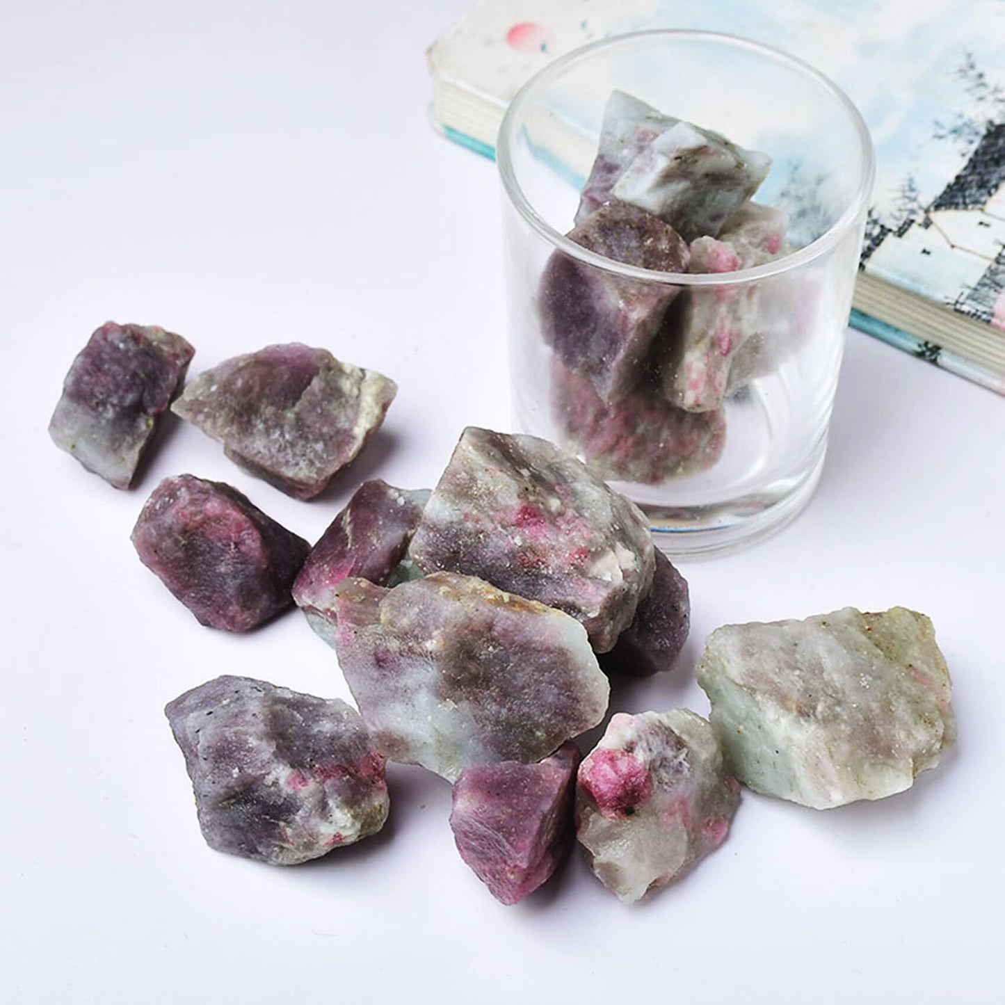 Plum Blossom Tourmaline Raw Crystals Healing Crystals Natural Rough Stones 1.2-2" for Tumbling, Fountain Rocks, Yoga, Meditation, Polishin, Gift 30