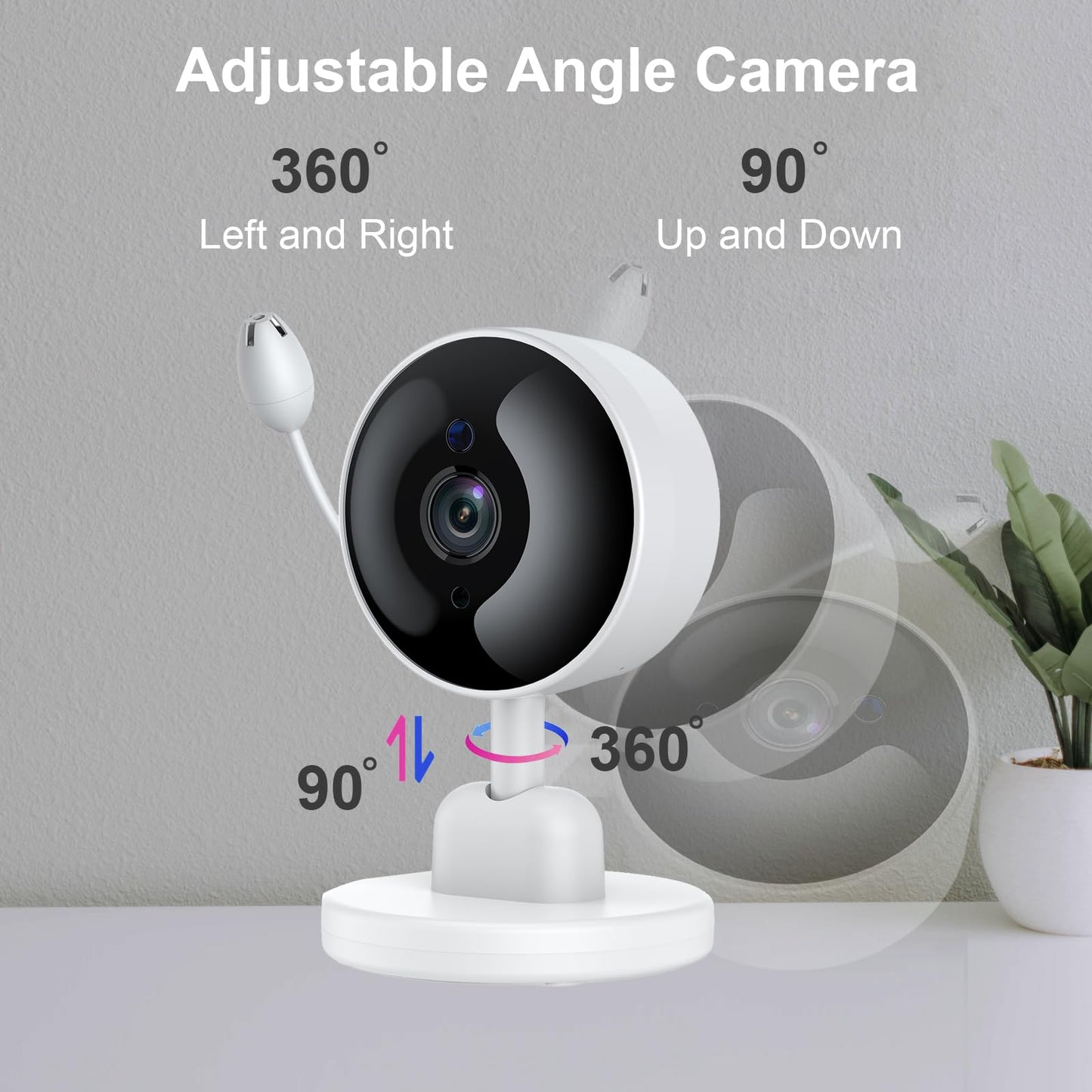 FOUKWAKC Baby Monitor with Camera and Audio, 2K WiFi Indoor Video Baby Camera with Mount, Motion & Cry Detection, Temp & Humidity Sensor, Night Vision, 2 Way Audio, 4 Lullabies, APP Control