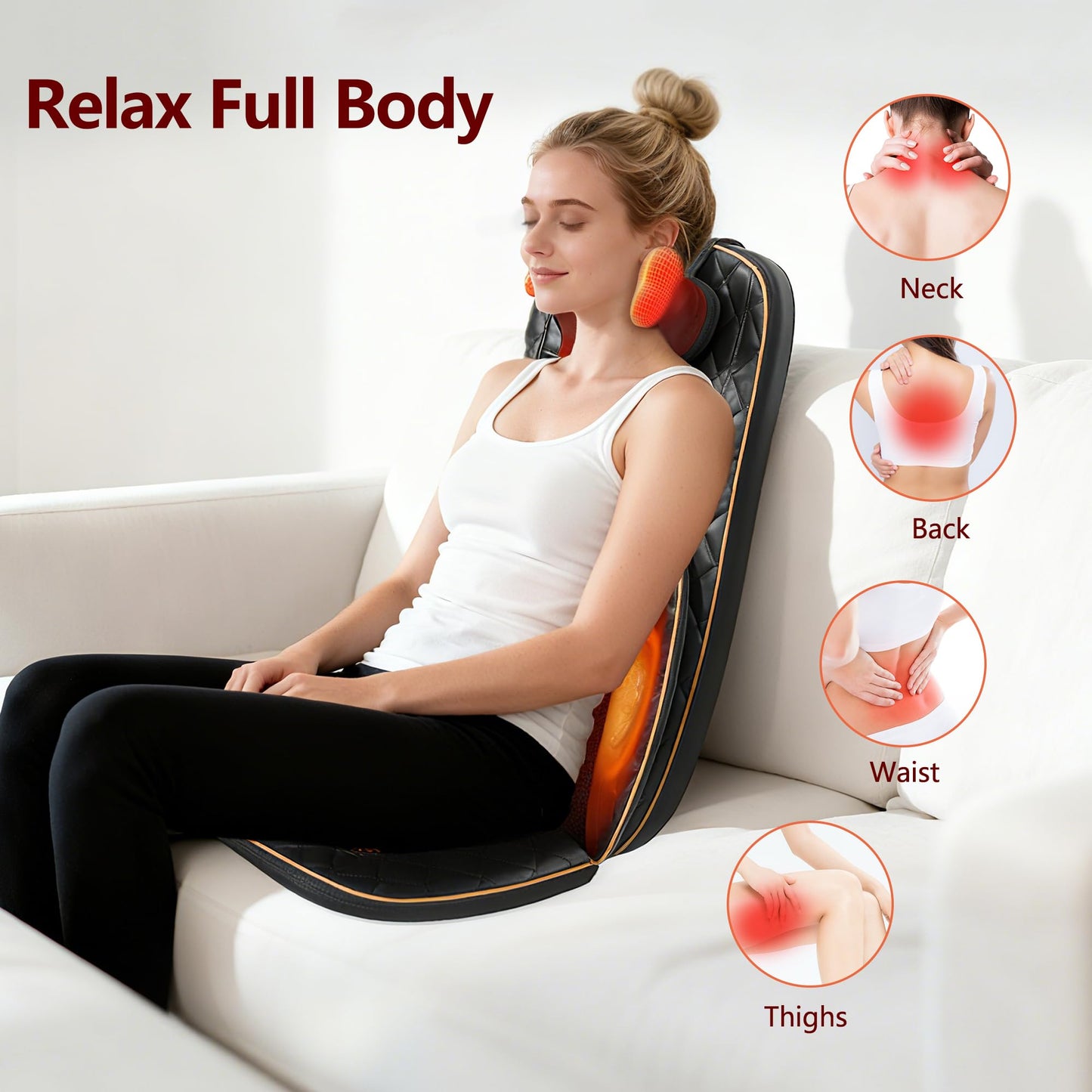 Nsyfe Neck and Back Massager with Heat - Shiatsu Full Back Walking Massager with Deep Kneading & Seat Cushion Vibration for Chair and Home, Pain Relief, Dual-Neck Detachable and Height Adjustment
