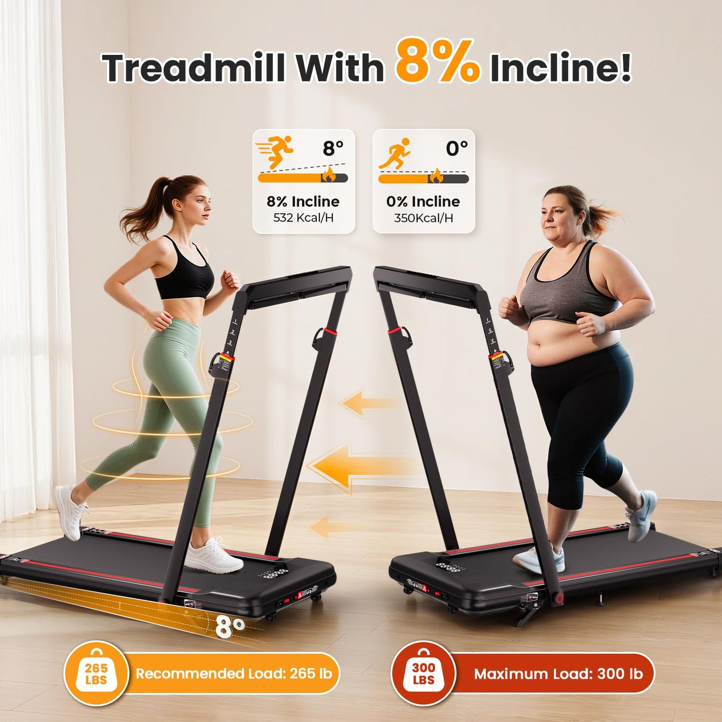 HiFast Walking Pad Treadmill with Desk Workstation, 3.0HP Under Desk Treadmills with 8% Incline Handle Bar, Foldable Portable Treadmill for Home Office, 300lbs Capacity, Remote Control, APP