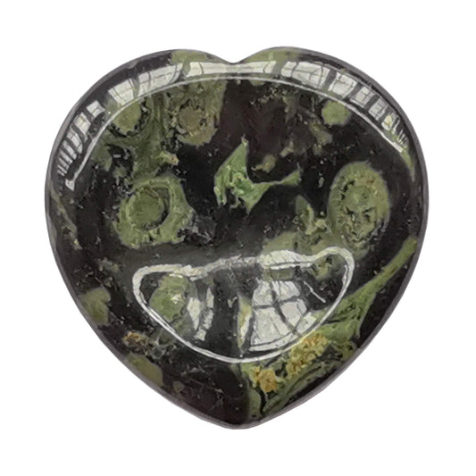 Bacatgem Natural Kambaba Jasper Heart Chakra Thumb Worry Stone,Hand Carved Healing Crystal Shaped Stone for Anxiety Stress Relief Meditation