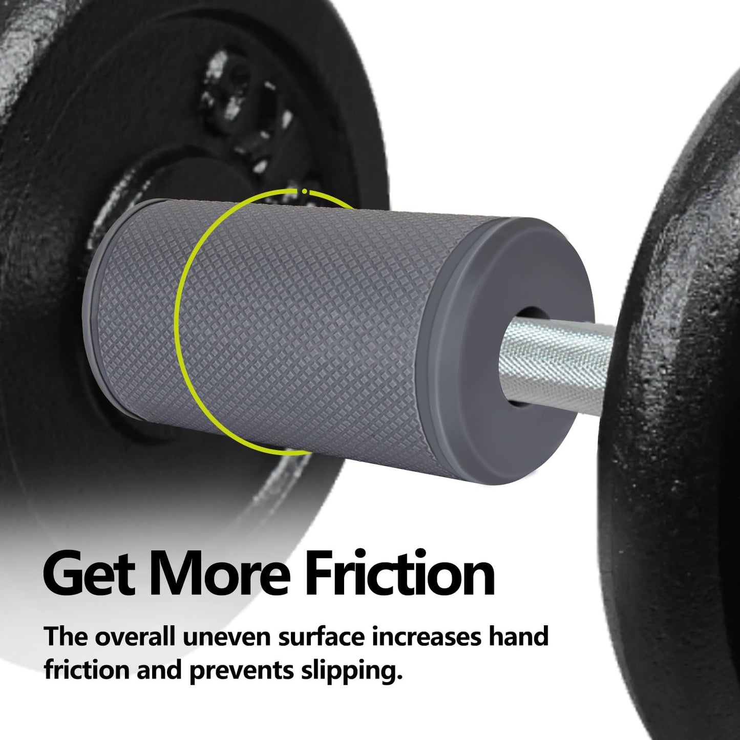 Hikeen Thick Bar Dumbbell Grips, Non Slip Hard Rubber Barbell Grips for Weight Lifting, Muscle Building - 2.75" Outer Diameter"