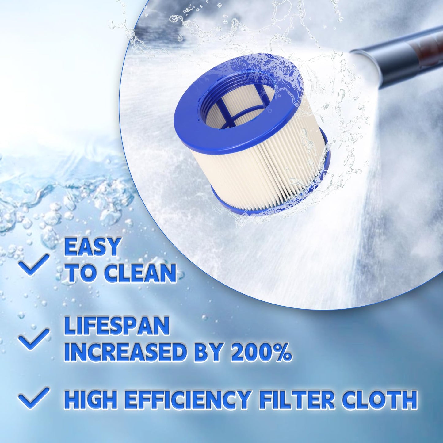 Lucasou 60% Denser Filter, High-Efficiency Screw-in Hot Tub spa Filters Replacement Compatible with All Relxtime, Aleko, Wejoy, Aquaspa Hot Tubs & Other Spas(8 Filters + 4 Filter Bags)