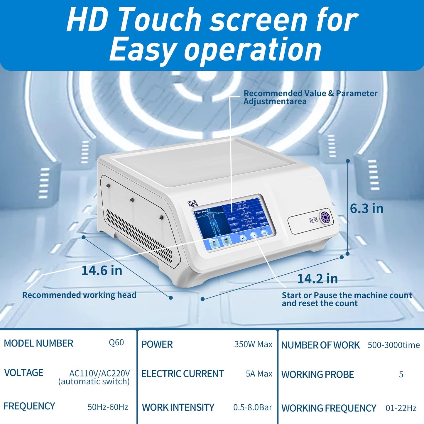 Shockwave Therapy Machine for Joint and Muscle Pain Relief, FSA/HSA Eligible Shockwave Therapy for Back, Leg, Elbow, Shoulder Non-Invasive ESW T Shock Wave Therapy Device