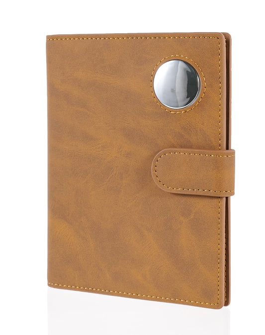 VERICUIR Passport Holder for Travel with AirTag Slot, Genuine Leather Rfid Blocking Passport Wallet, Airport Essentials Cover for Men and Women with 2 SIM Card Slots, Brown