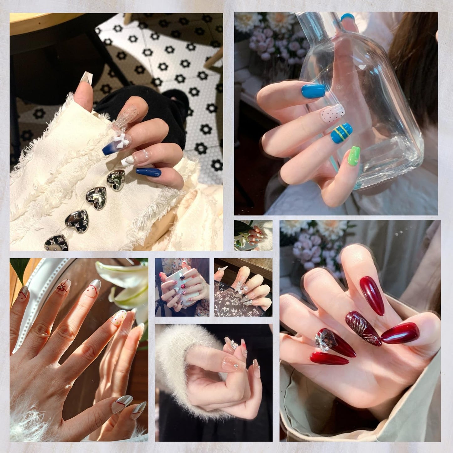 MAOLEETO Press on Nails, Short ladder Fake Nails Bloodthirsty Angel False Nails Middle Red Press on Nails for Women Girls Nail Art Decoration,Bloodthirsty Angel - Middle