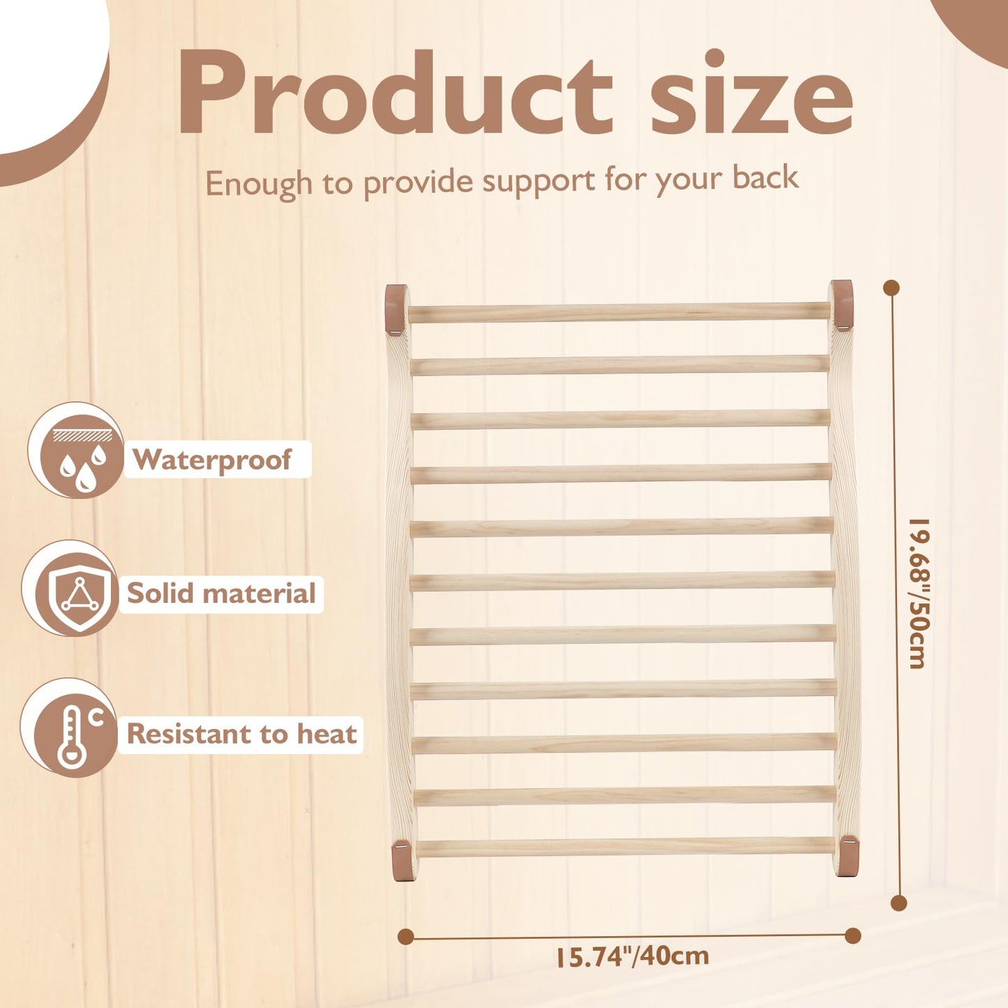 TOLHYUN 2PCS Sauna Backrest Sauna Accessories Wooden Slip-Resistant Non-Toxic Comfortable S-Shape Design Sauna Chair with Back, Sauna Accessories for Any Barrel or Infrared Sauna