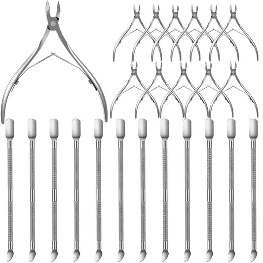 COMNICO 12 Pcs Professional Cuticle Trimmer, Stainless Steel Cuticle Nippers Professional Heavy Duty Pedicure Manicure Nail Care Tool Durable Dead Skin Clipper for Fingernails and Toenails