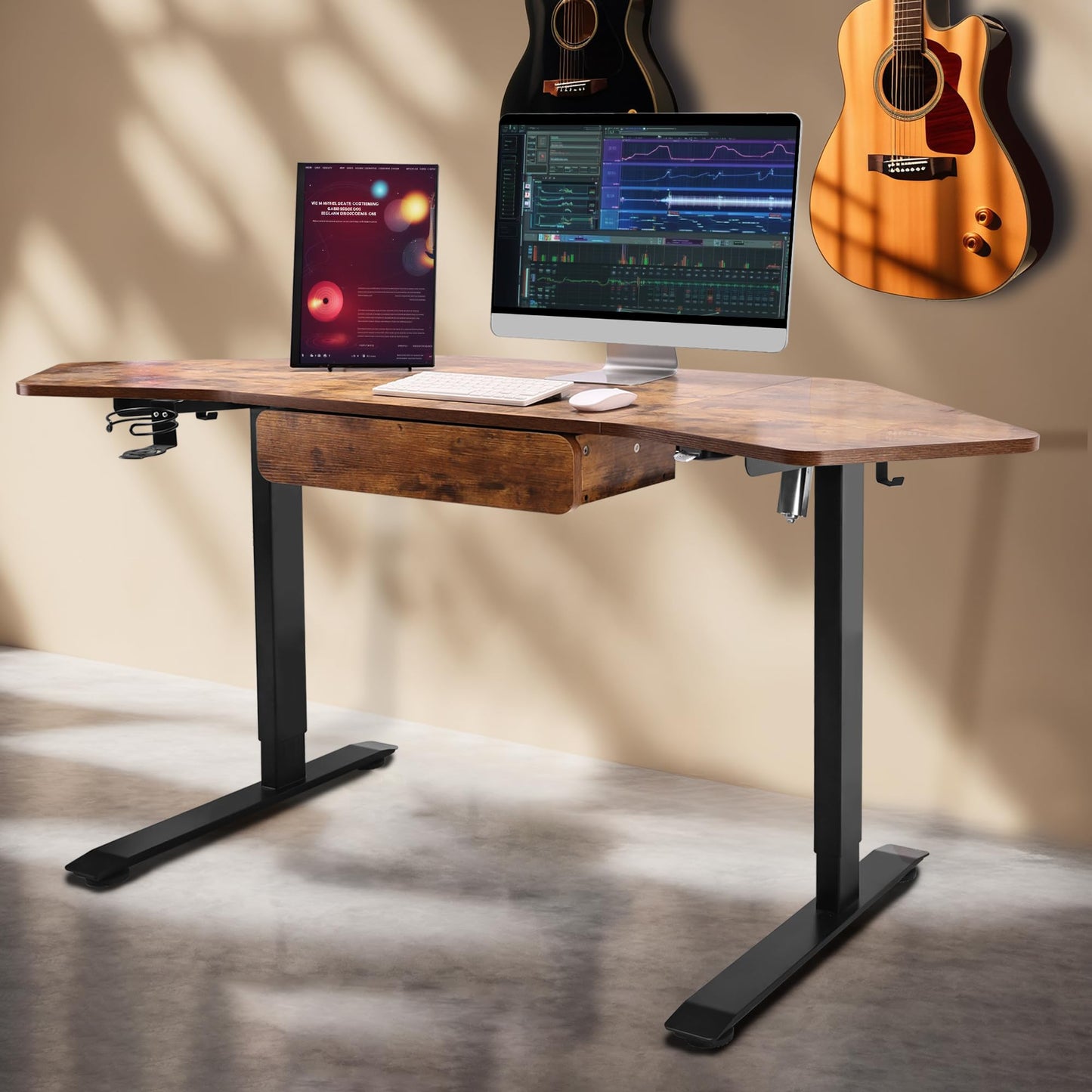 Fromann 71Inch Height Adjustable Standing Sit Stand Up Desk L Shaped Corner Desk with LED Handset, Electric Ergonomic Desk