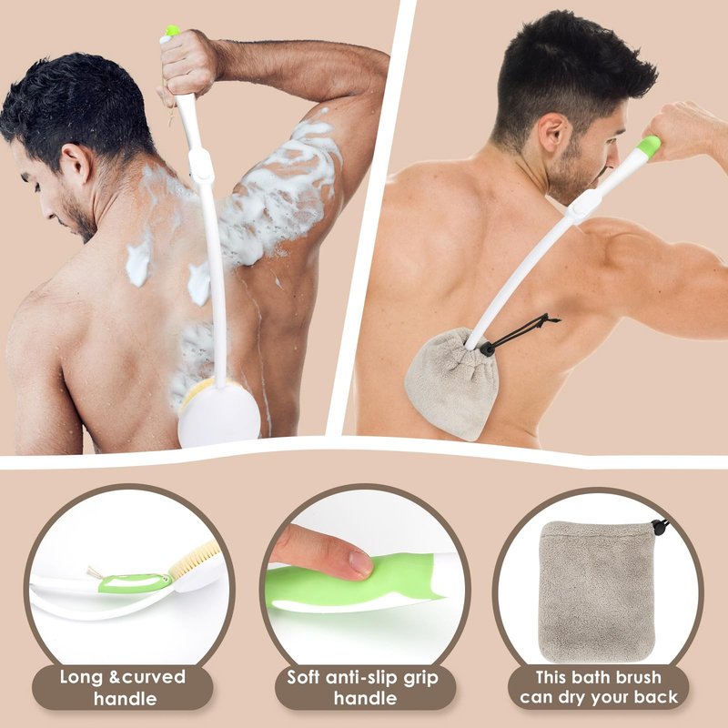 Xorinija Bendable and Foldable Bath Brush, Specifically Designed as a 23 * 3.5-inch Back-Cleaning Brush, is Suitable for Use by People of All Genders and Ages.