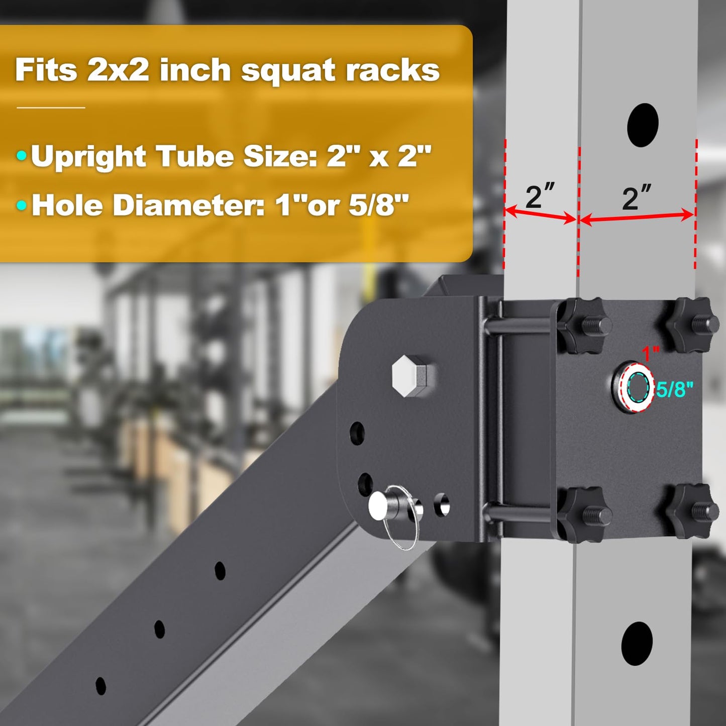Kipika Power Rack Jammer Arms - Adjustable Height & Angle Lever Arm System for 2x2 Power Cages with 5/8" or 1"" Holes - Fits 2-Inch Olympic Plates - 1 Pair (‎for 2"" x 2"" Racks with 5/8"" or 1"" Holes)"