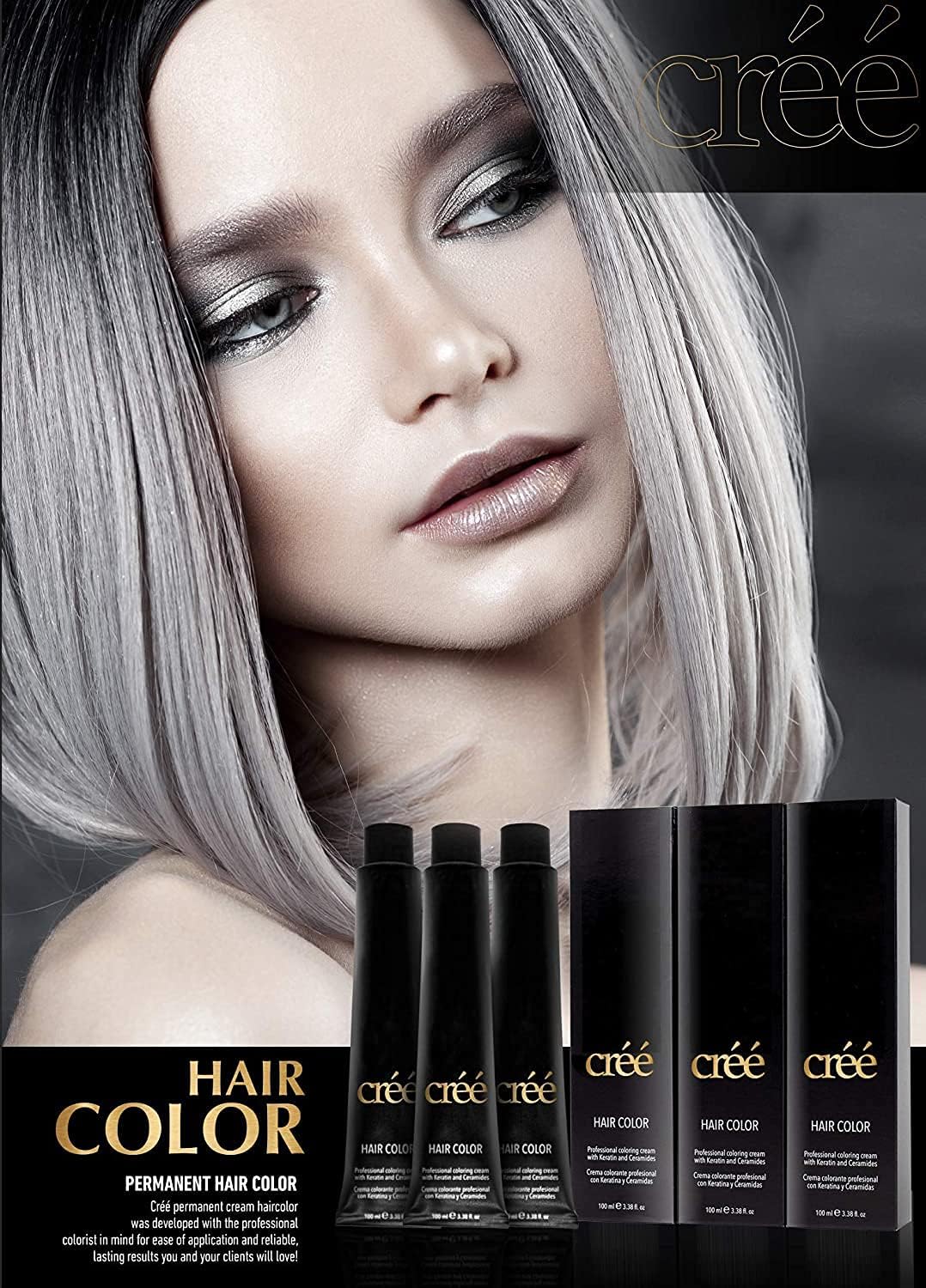Cree Professional 4 - Brown Permanent Hair Color - Long Lasting, Rich Vibrant - Gray Coverage 100ml - 3.4 fl.oz.