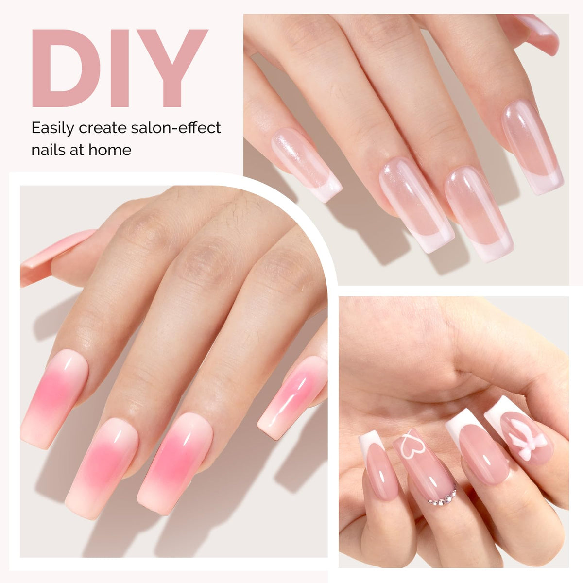 MelodySusie Square Gel Nail Tips Kit-300Pcs 15 Sizes Pre-Building Apex Fake Nail Tips 20gSolid Nail Glue Gel,Half Matte Full Cover Clear Acrylic Nail,Thick Strong Long Lasting for Home DIY&Salon
