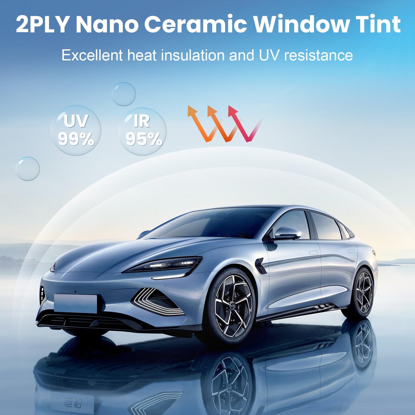 LuxeShade Car Window Tint 35% VLT 36" in x 100'Ft Nano Ceramic Window Tint Roll, 2 Ply Automotive Window Tint Privacy Film for Car Sun Protection, UV & Heat Blocking and Scratch Resistant