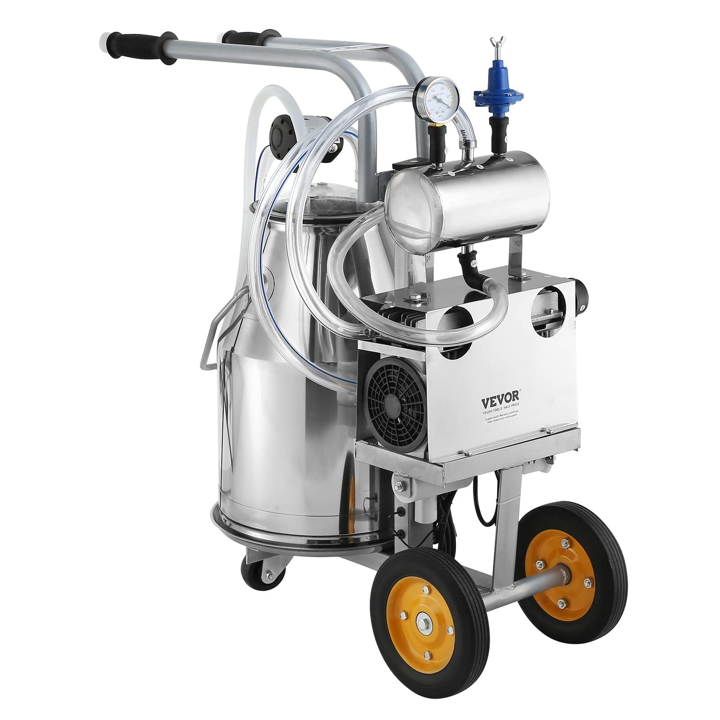 VEVOR Goat Milking Machine, 12 L 304 Stainless Steel Bucket, Electric Automatic Pulsation Vacuum Milker, Portable Milker with Food-Grade Silicone Cups and Tubes, Adjustable Suction for Cows and Sheep