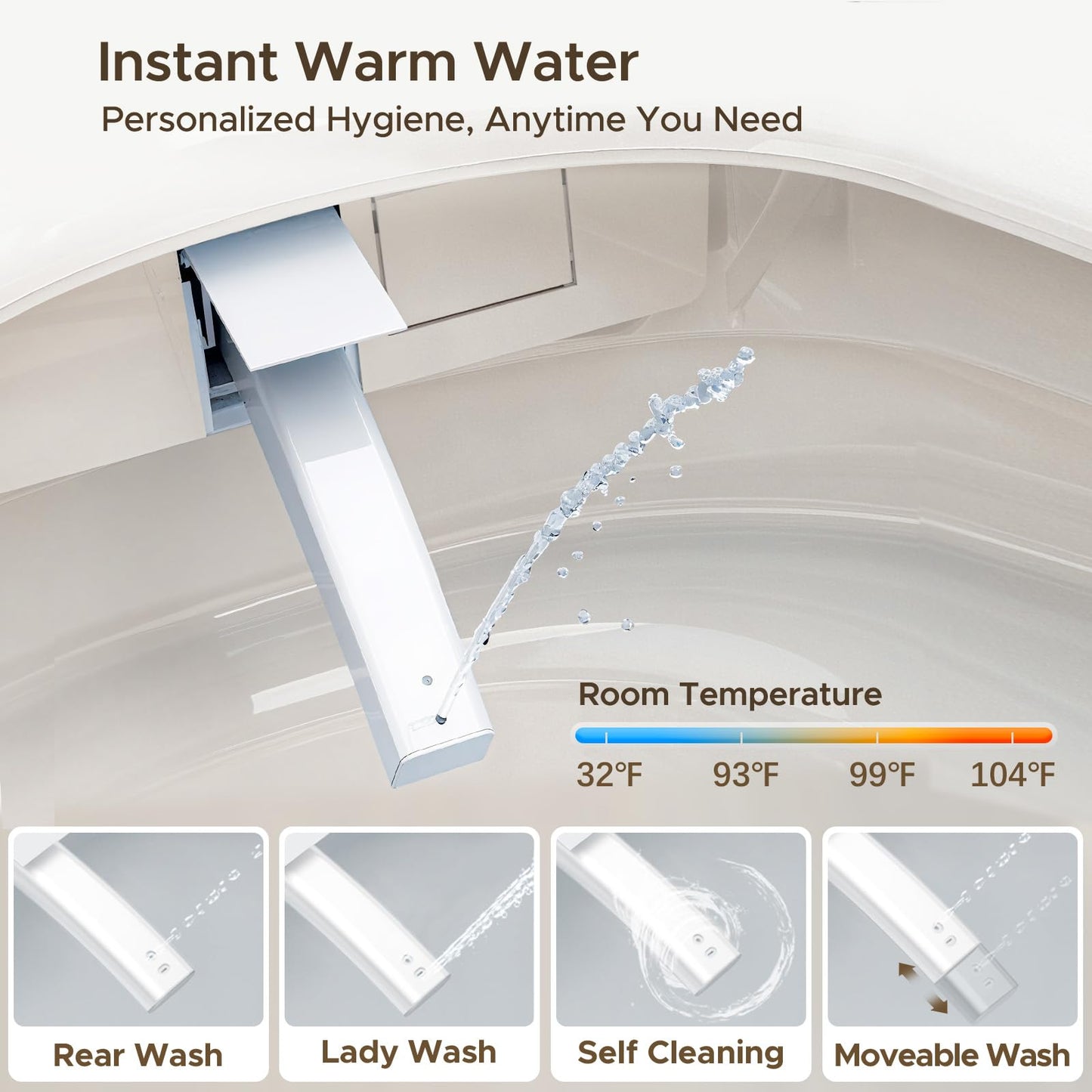 Smart Toilet, One Piece Bidet for Bathrooms, Modern Elongated Toilet with Warm Water, Dual Auto Flush, Foot Sensor Operation, Heated Bidet Seat, Electric Tankless Toilets with LED Display