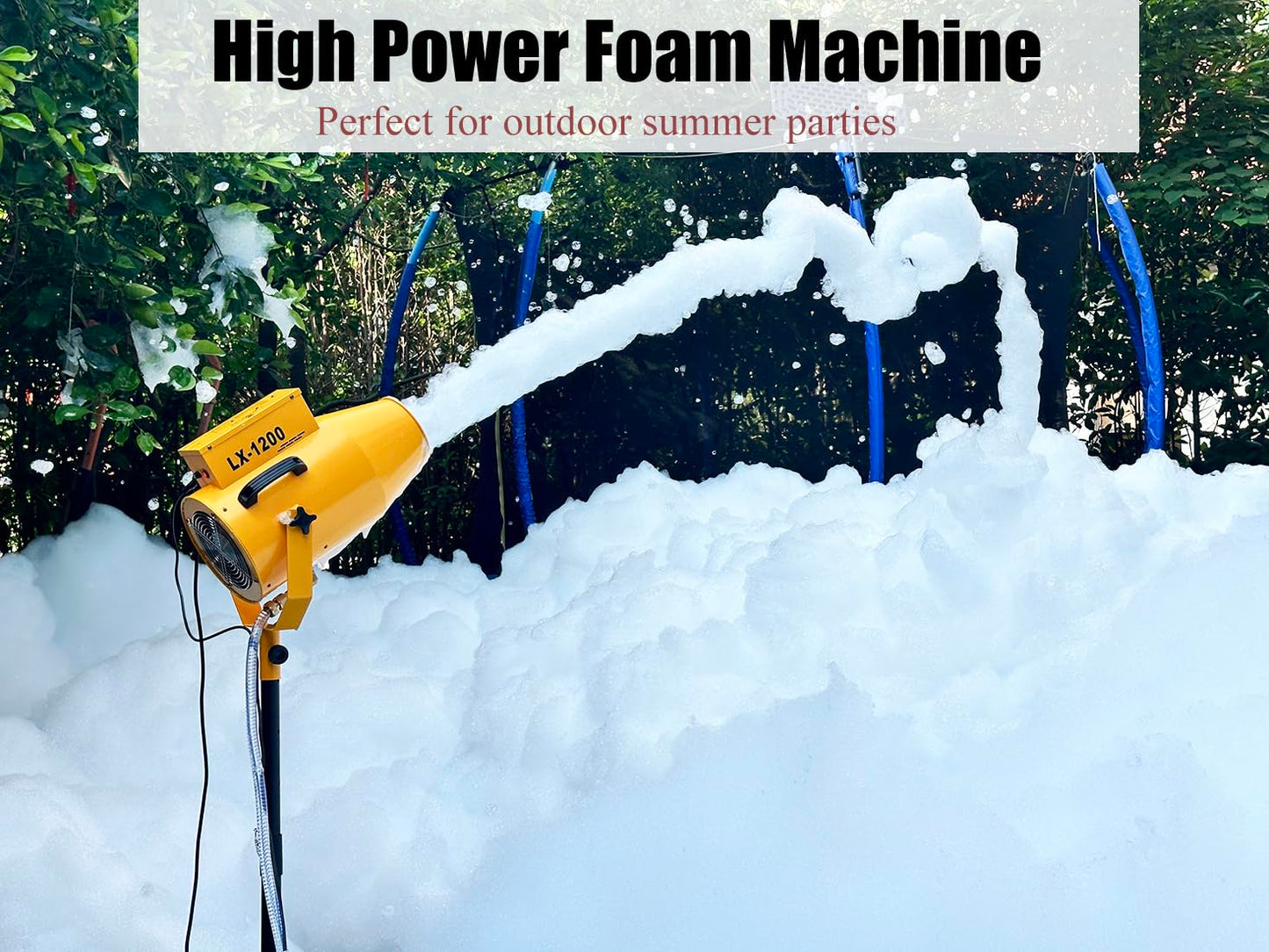 1200W Party Foam Machine,Summer Pool Water Toys for Kids & Adults, Bubble Machine with 3pcs Foam Granules and Water Tank, Holiday & Birthday Girls & Boys, Business Celebrations, Outdoor Party Events