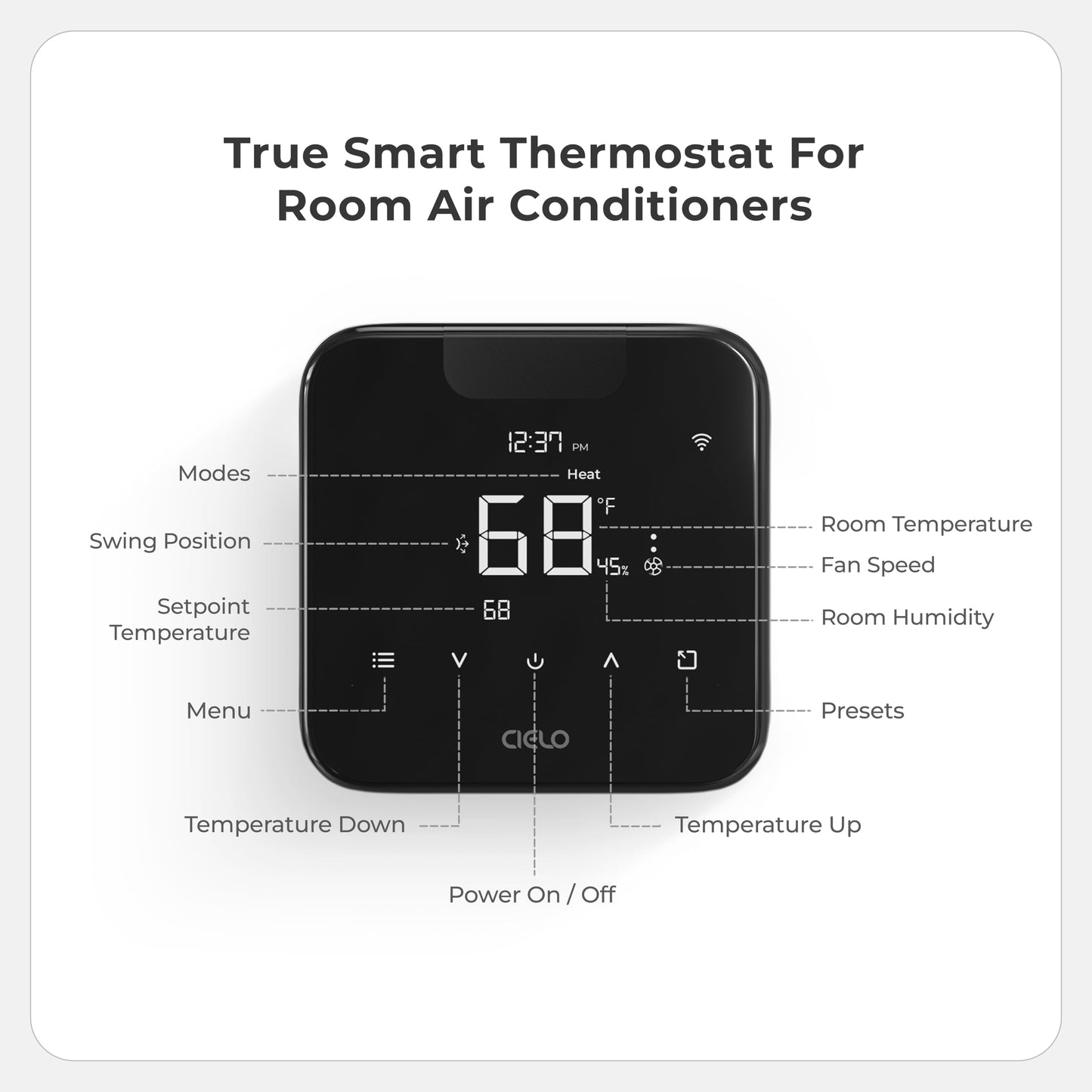 Breez Max | AHR Product of The Year Smart AC Controller | WiFi Thermostat for Mini-Split, Window, Portable AC/Heat Pump | AI-Based Tech | Free App, No Subscription | Alexa, Google, IFTTT etc. (Black)