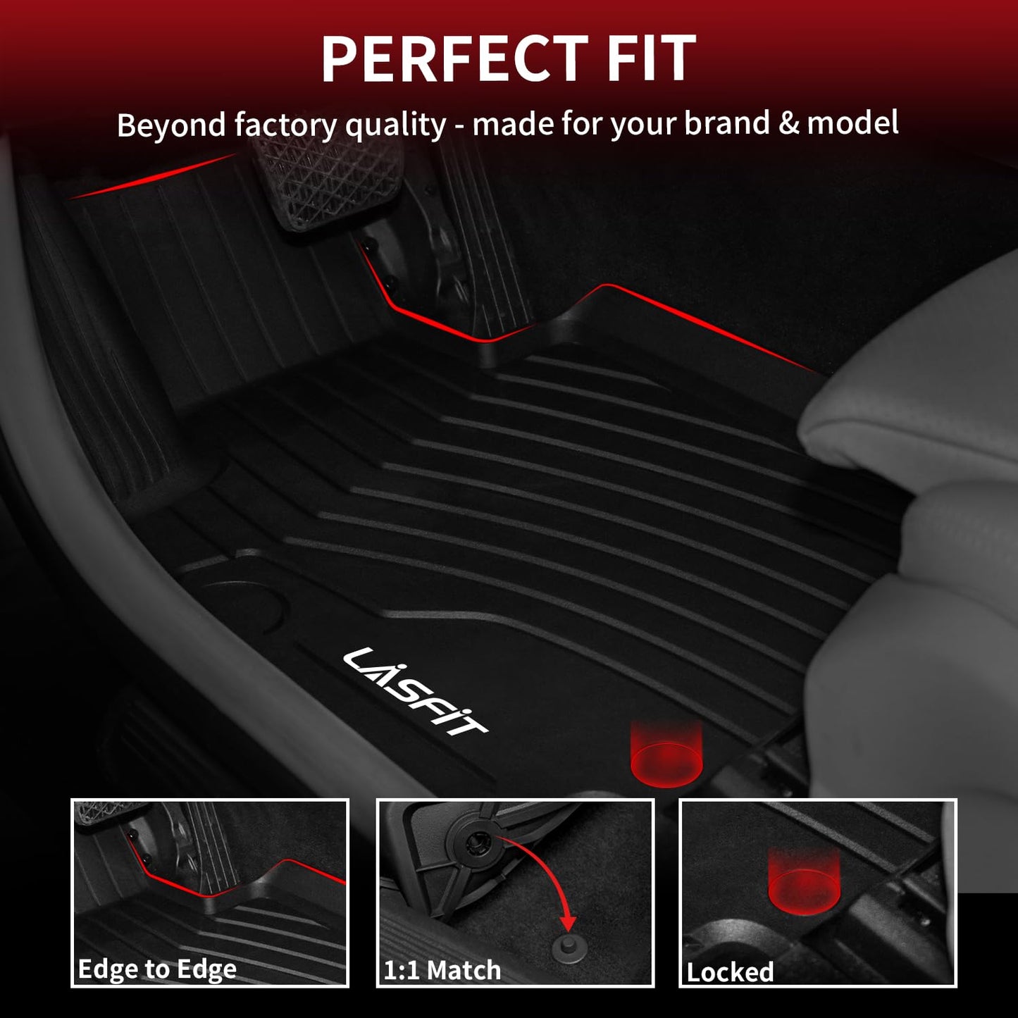 LASFIT Floor Mats & Cargo Mat for Mercedes Benz GLC 2016-2022 GLC300 /GLC350e (Not Fit Coupe), All Weather TPE Floor Liners Fit for GLC 300/ 350e/ 43 AMG/ 63 AMG Car Mats, 1st & 2nd Row & Trunk Mat