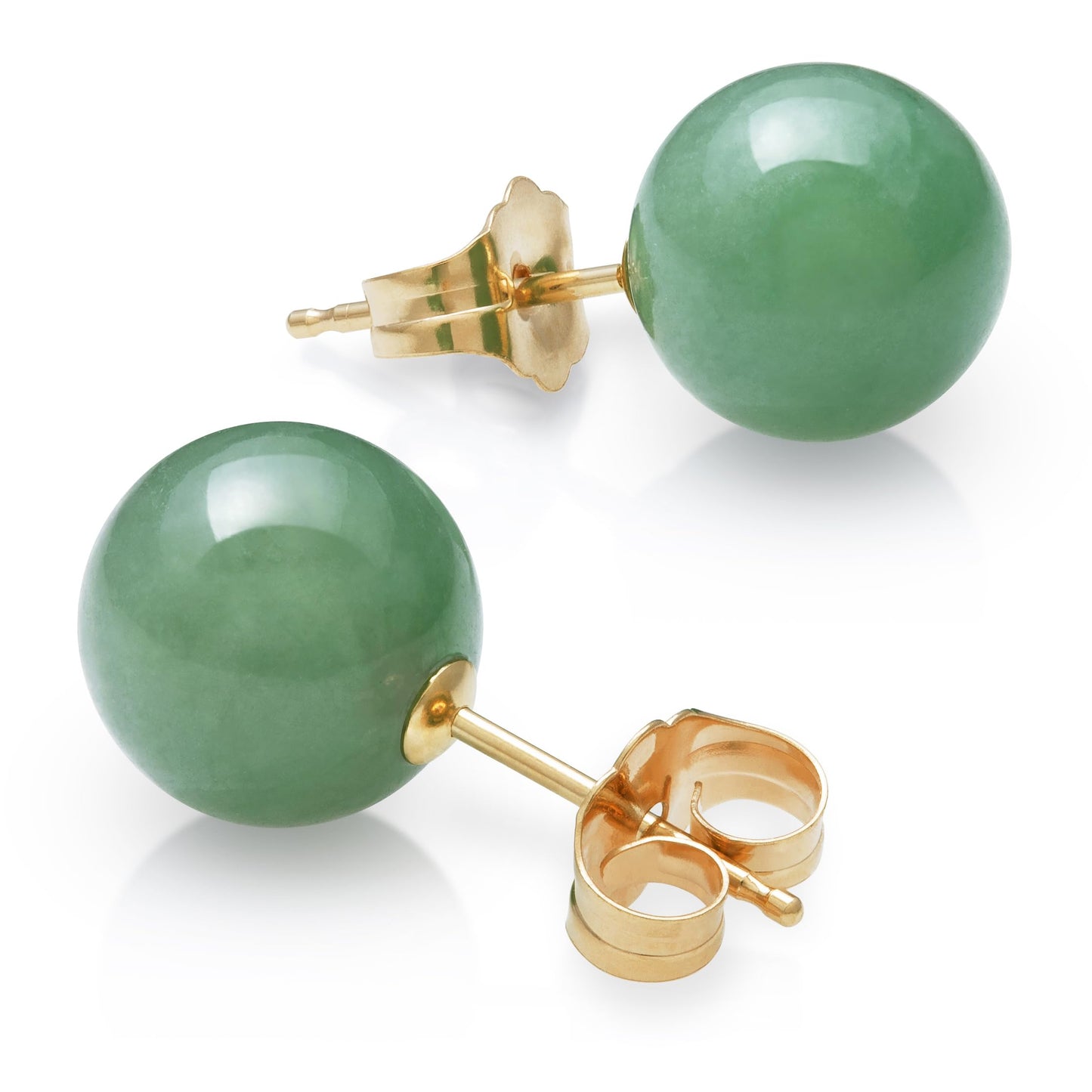 Belacqua Natural teardrop Jade Pendant Necklace with Round Stud Earrings Set for Women |10K Gold 18" Rope Chain With Spring Ring Clasp | Jewelry for Her | Gift Box Included