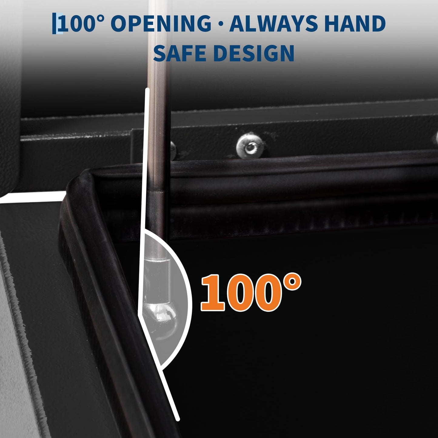 PeakPursuit Heavy Duty Black Steel Truck Bed Toolbox – 48x15 in Weatherproof Storage Chest with Dual Hydraulic Levers, Lock & Keys, Rubber Seal, Ideal for Pickup, RV, Trailer, Garage, Workshop