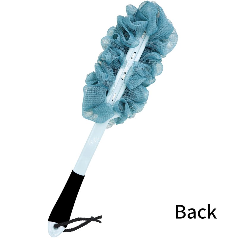 Back Scrubber for Shower, Loofah with Handle, Back Loofah Non-Slip Handle Bath Body Brush, Scrub Cleaning Luffa, Soft Nylon Mesh Sponge On a Stick for Men Women Elderly (Blue)
