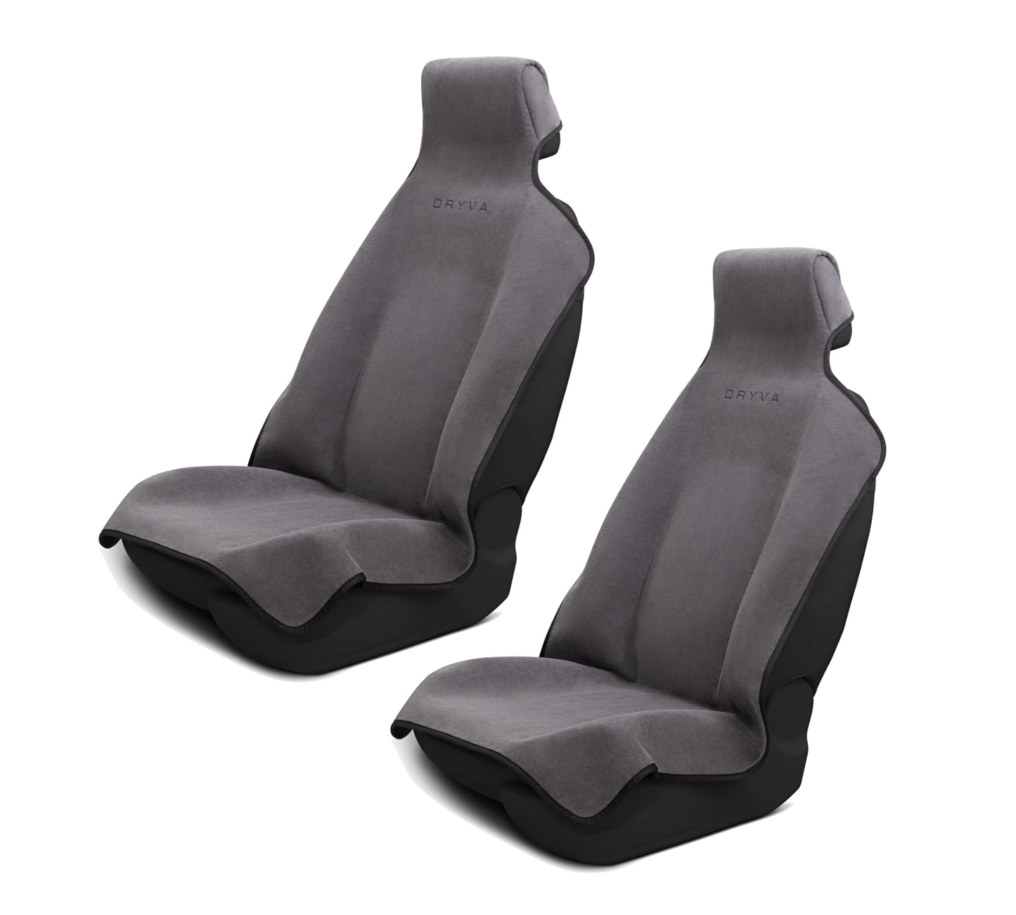 DryvaSeat - Premium Microfiber Towel Car Seat Cover - Waterproof & Sweatproof - Universal Fit, Machine Washable, Non-Slip - Seat Protector for Car, Truck, SUV, Van (Gray, 2 Pack)