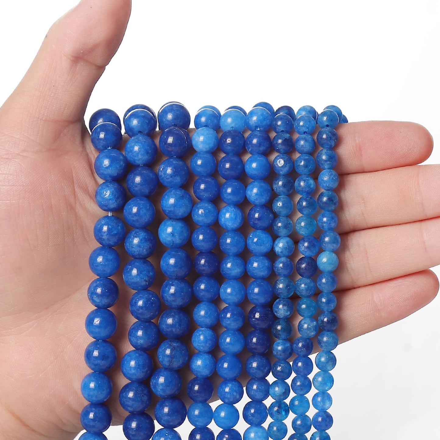 60pcs 6mm Natural Stone Beads Kyanite Beads Energy Crystal Healing Power Gemstone for Jewelry Making, DIY Bracelet Necklace
