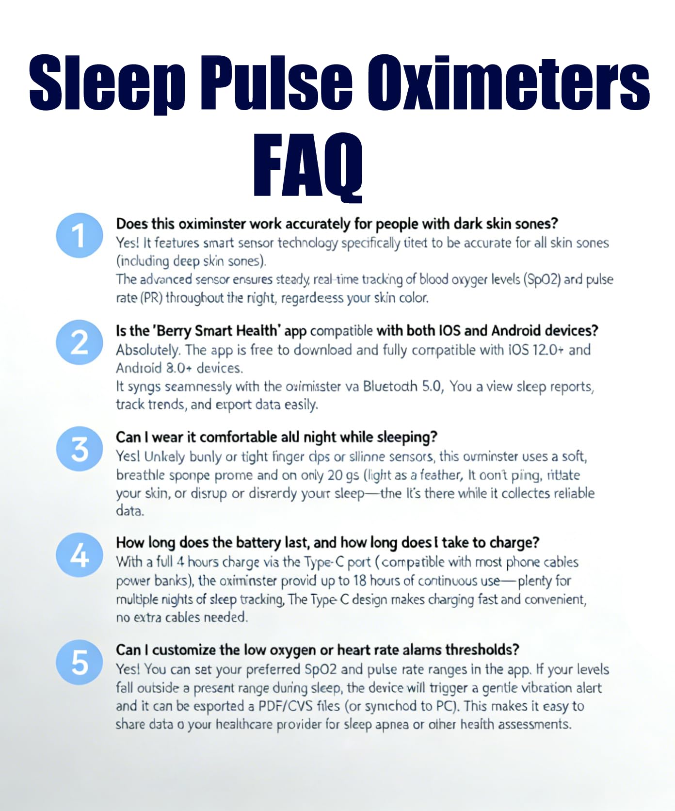 Pepultech Wrist Sleep Pulse Oximeter, Rechargeable Continuous SpO2 & Heart Rate Monitor with Buzzer Reminder, Bluetooth Blood Oxygen Saturation Tracker with Free APP Report,for Sports & Aviation Use