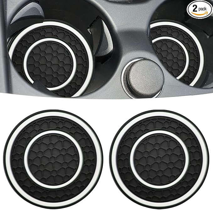 Car Cup Coaster Universal Automotive Waterproof Non-Slip Cup Holders Sift-Proof Spill Holder Car Interior Accessories 2 Pack Black & White