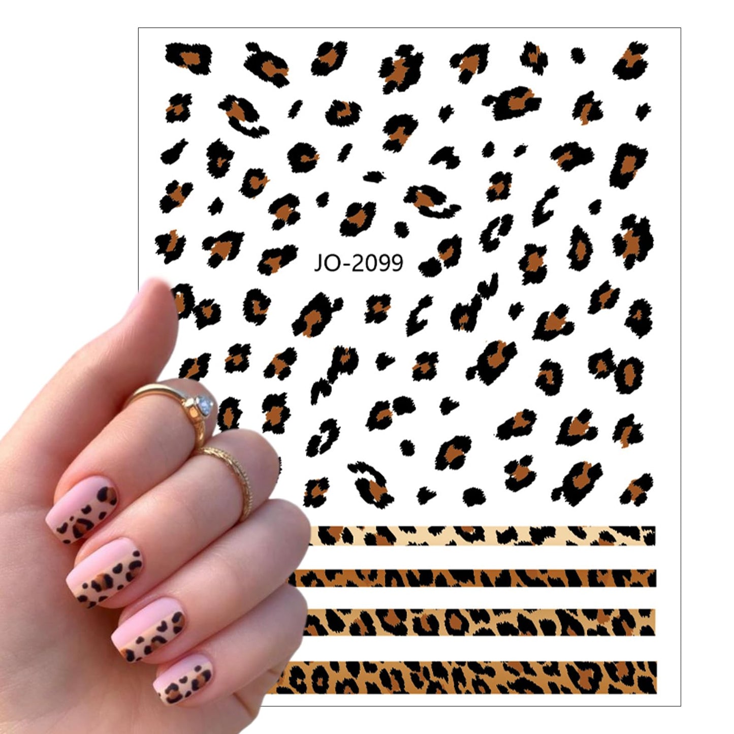 6 Sheets French Leopard Nail Stickers 3D Self-Adhesive Pink Brown Leopard Nail Designs Colorful Animals Suitable for Women Girls DIY